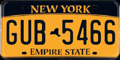 NY license plate GUB5466