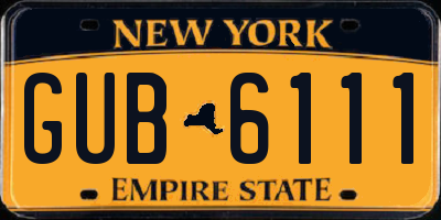 NY license plate GUB6111