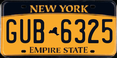 NY license plate GUB6325