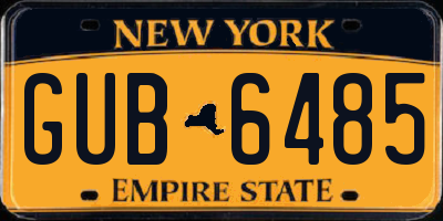 NY license plate GUB6485