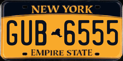 NY license plate GUB6555