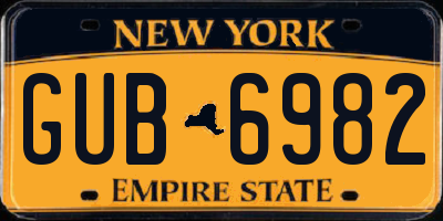 NY license plate GUB6982