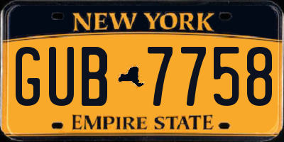 NY license plate GUB7758