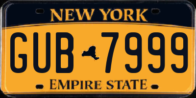 NY license plate GUB7999