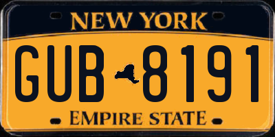 NY license plate GUB8191