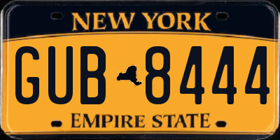 NY license plate GUB8444