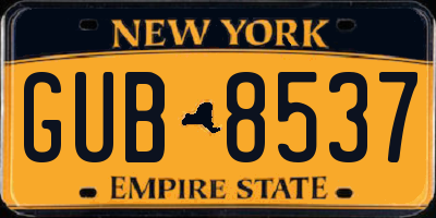 NY license plate GUB8537
