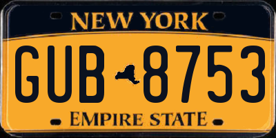 NY license plate GUB8753
