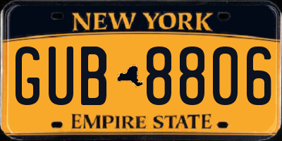 NY license plate GUB8806
