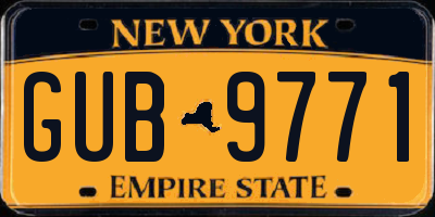 NY license plate GUB9771