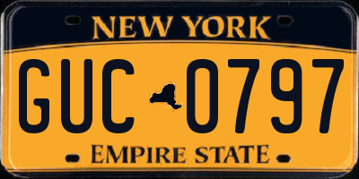 NY license plate GUC0797