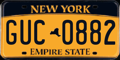 NY license plate GUC0882