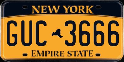 NY license plate GUC3666