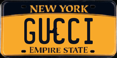 NY license plate GUCCI