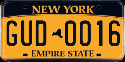 NY license plate GUD0016