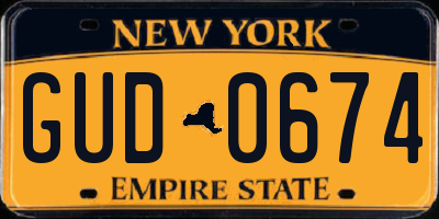 NY license plate GUD0674