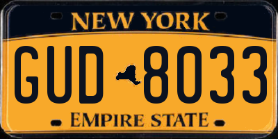 NY license plate GUD8033