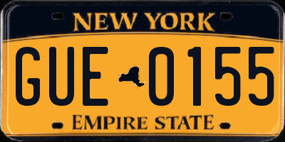 NY license plate GUE0155