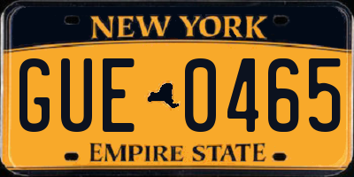 NY license plate GUE0465