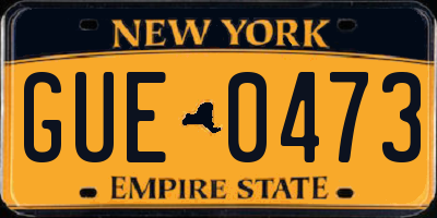 NY license plate GUE0473