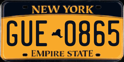 NY license plate GUE0865