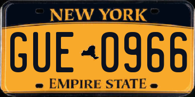 NY license plate GUE0966