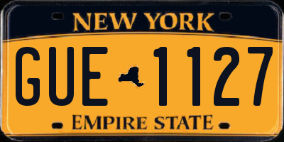 NY license plate GUE1127