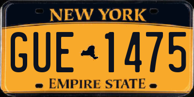 NY license plate GUE1475