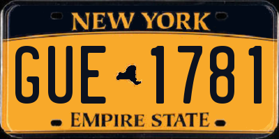 NY license plate GUE1781