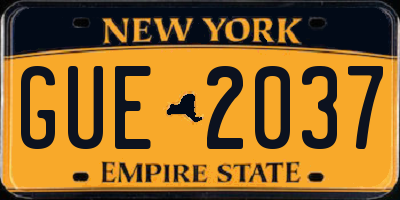 NY license plate GUE2037