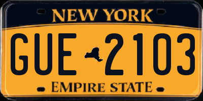 NY license plate GUE2103