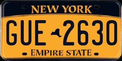 NY license plate GUE2630