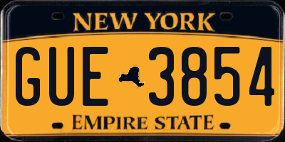 NY license plate GUE3854
