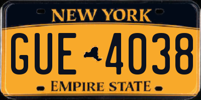 NY license plate GUE4038