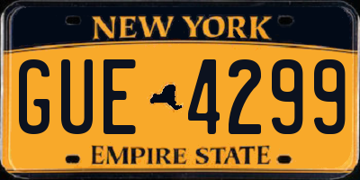NY license plate GUE4299