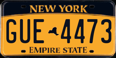 NY license plate GUE4473