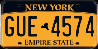 NY license plate GUE4574