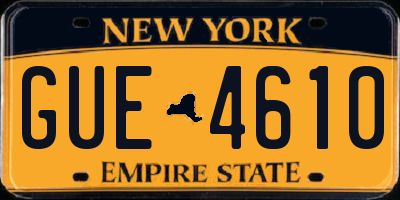 NY license plate GUE4610