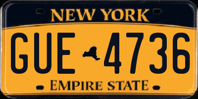 NY license plate GUE4736