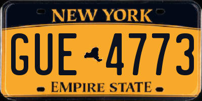 NY license plate GUE4773
