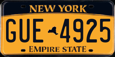 NY license plate GUE4925