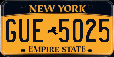 NY license plate GUE5025