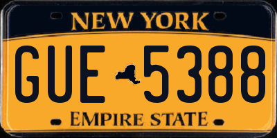 NY license plate GUE5388