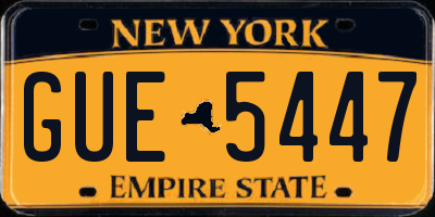 NY license plate GUE5447