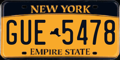 NY license plate GUE5478