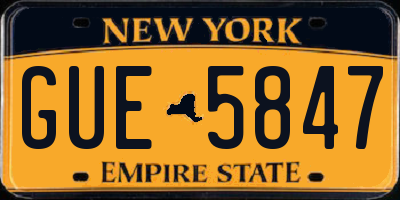 NY license plate GUE5847
