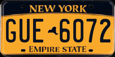 NY license plate GUE6072