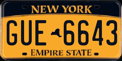 NY license plate GUE6643