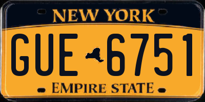 NY license plate GUE6751