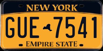 NY license plate GUE7541